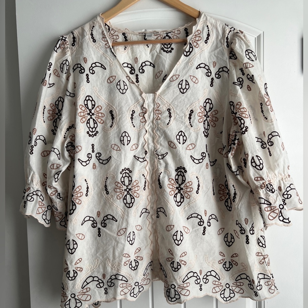 Cato Cream Embroidered Blouse